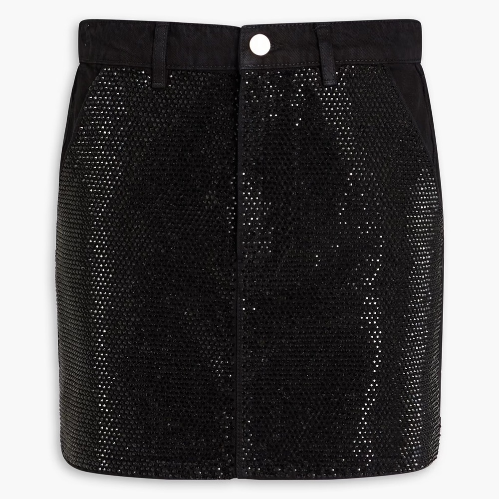 FRAME Crystal-embellished denim mini skirt